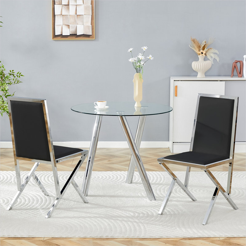 Ensemble de 2 chaises de salle à manger ergonomiques, cuir synthétique, cuisine moderne