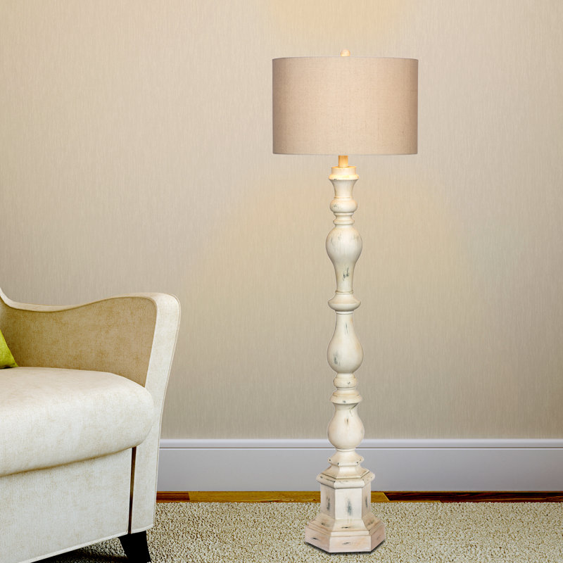 63" Totemic Candlestick Antique White Resin Floor Lamp