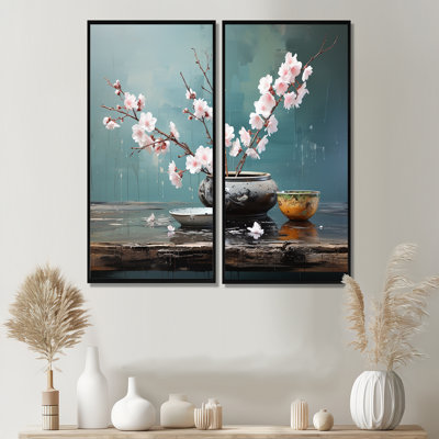 Art asiatique, jardin zen X - Art asiatique, impressions sur toile, 2 panneaux