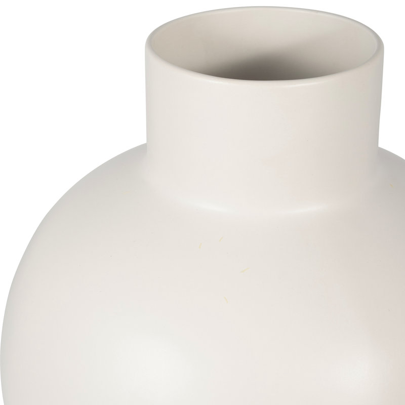 Vase en céramique Bronsyn, H 18 po x l 14 po x P 14 po, Crème, crème