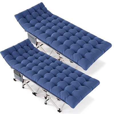 Ensemble de lit de camping pliant 2 pièces pour lit de camp avec matelas en tissu imperméable 1200D Oxford 1200D bleu avec sacs de transport pour adultes