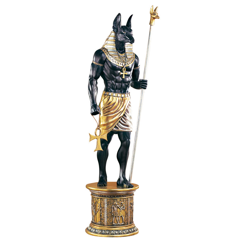 Statue égyptienne Anubis avec un piédestal