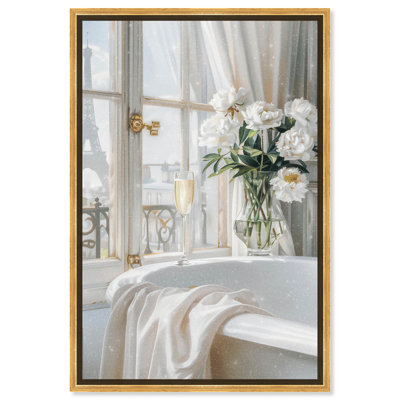 Ivory Bathroom in Paris Canvas Glam Bathroom Art by Art Remedy