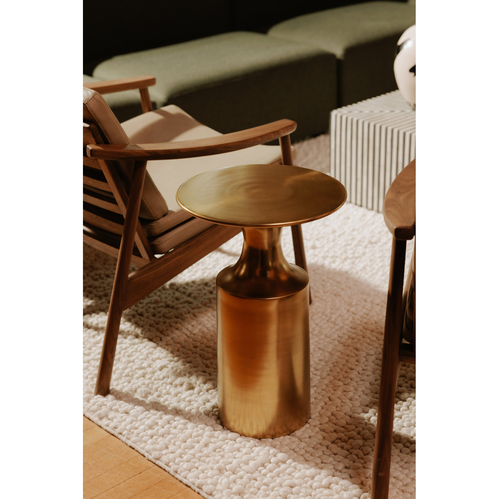 Ciera Walnut Genuine Leather Armchair, Soft Brown