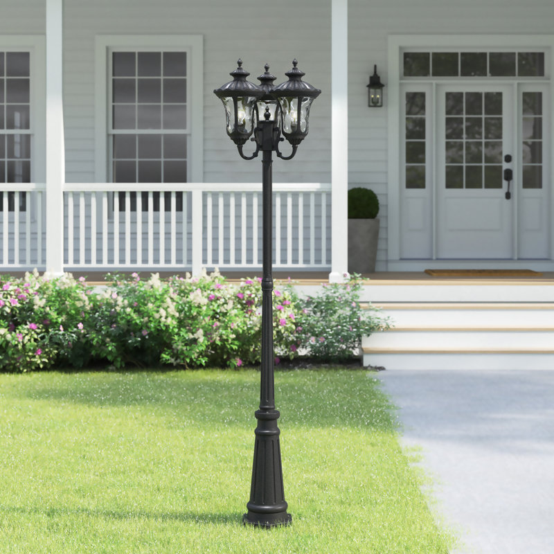 Lampadaire câblé 3 lumières Allal H 87 "(double) Allal, Noir texturé