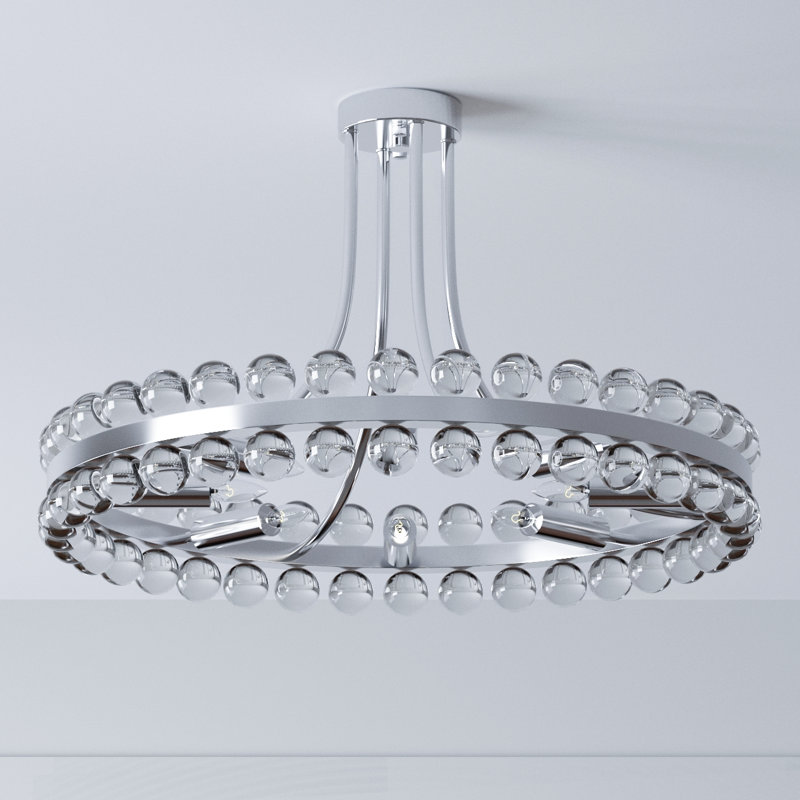 Jackeline  8 - Lights 24'' Antique  Polished Chrome Modern Chandelier Style Circle Semi Flush Mount Lighting Fixture For Living Room