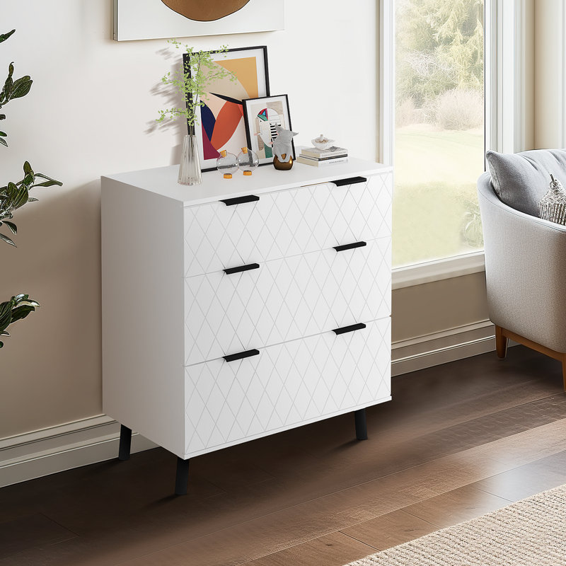 Sampha 3 - Drawer Manufactured Wood Nightstand, White