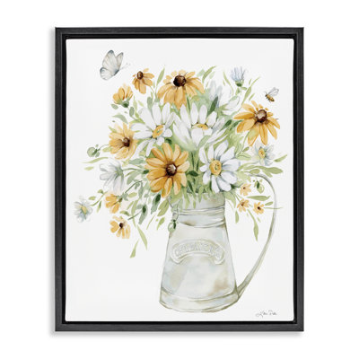 "Sunflowers & Daisies Vase", art mural encadré par Katrina Pete