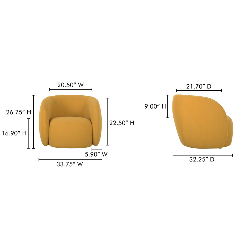 Chaise d'appoint d'extérieur Millen, Tissage de performance jaune foncé