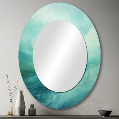 Miroir mural bleu sarcelle tempête et vague Expression