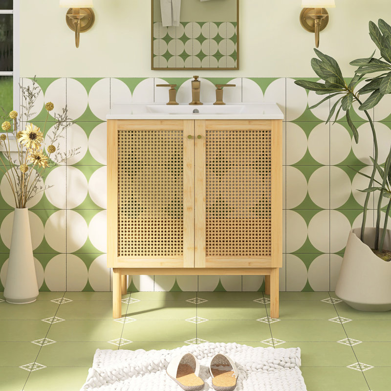 Ensemble de meuble-lavabo autoportant 29,9 po avec plateau en céramique