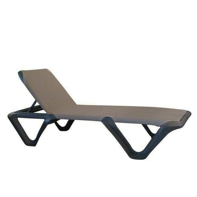 Chaise longue inclinable Nautical, Gris anthracite, Gris anthracite