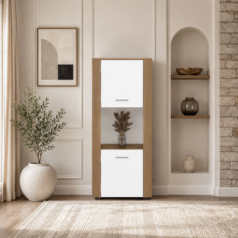 Natural Oak Vertical Storage Cabinet