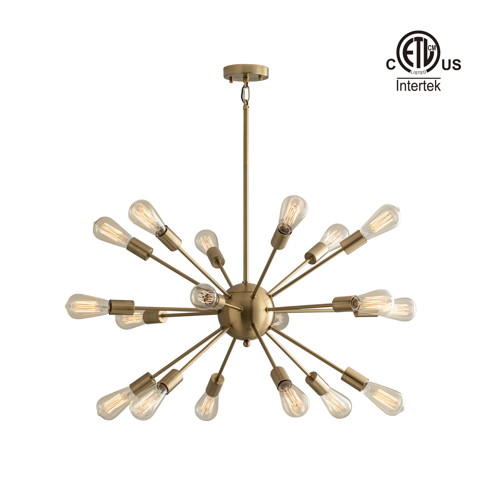 Kaspar 18 - Light Sputnik Sphere Chandelier, Brushed Brass
