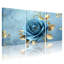Pivoine, rose bleue avec motif de feuilles d'or, ensemble de 3 impressions sur toile-192541845