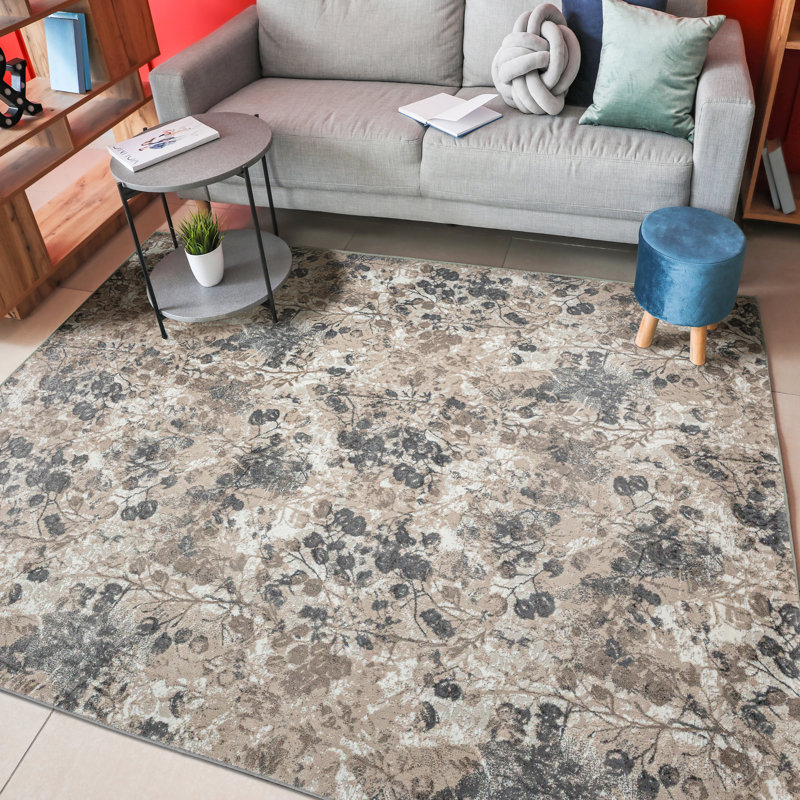 Mamane 1242 Transitional Floral Gray Area Rug, Rectangle 7'10" x 10'6"