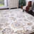 Modern Floral Indoor Farmhouse 100% Polypropylene Area Rug Gray/Beige-1923899729