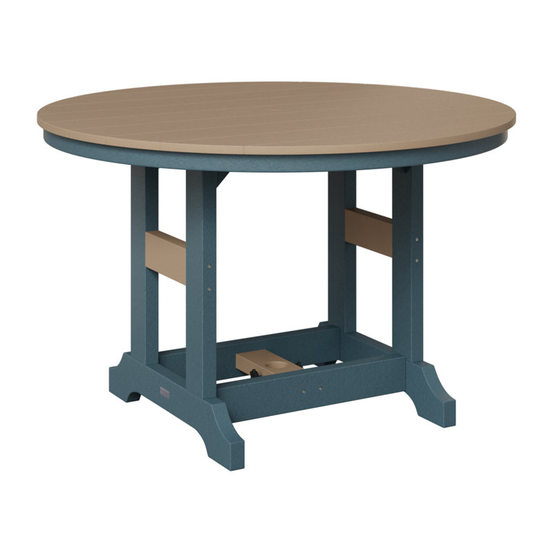 Garden Classic Outdoor Round Bar Table, Weatherwood, Slate