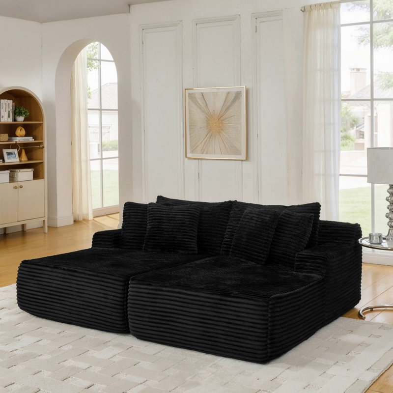 Two-Seater Lazy Sofa, Black