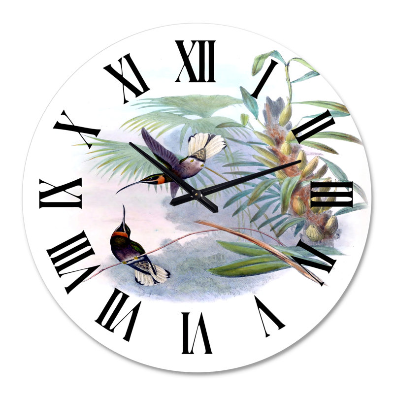 Vintage colibri sur une branche - horloge murale traditionnelle, Grand