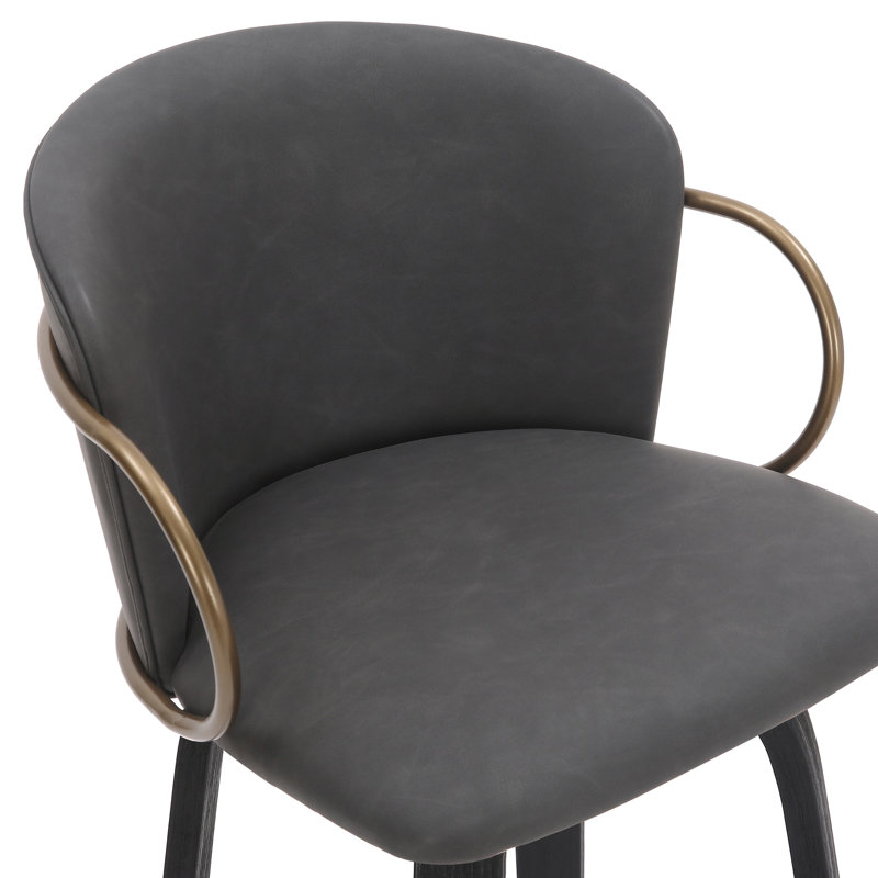 Ensemble de 2 tabourets de comptoir pivotants de 26 po en similicuir, bois et métal Benedic, Gris anthracite