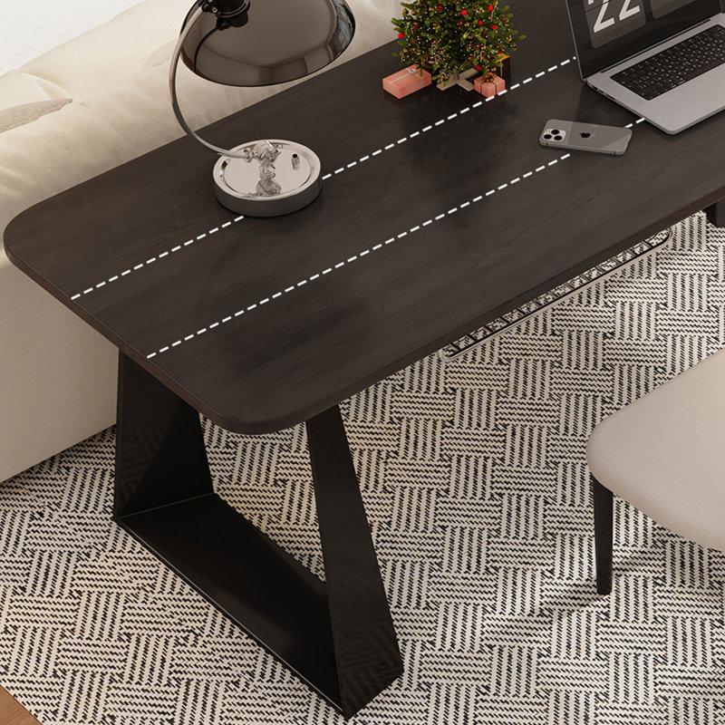 Bureau rectangulaire noir en bois massif et fer, H 29,53 po x l 78,74 po x P 23,62 po