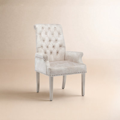 Upholstered Tufted Arm Dining Chairs