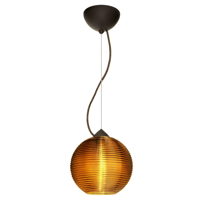 Luminaire sphère suspendu 1 lumières simple Kristall, Bronze brossé, Transparent