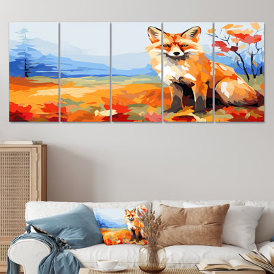 Orange Foxes Leaf Adventure III - ensemble de 5 décorations murales renard