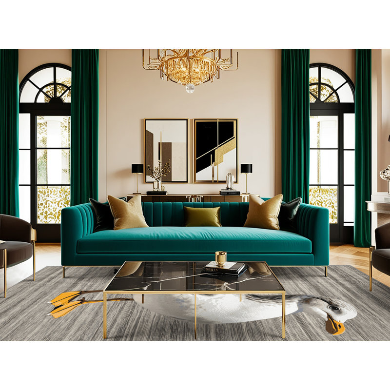 Tapis lavable argenté Gull Birds, Rond 5 pi