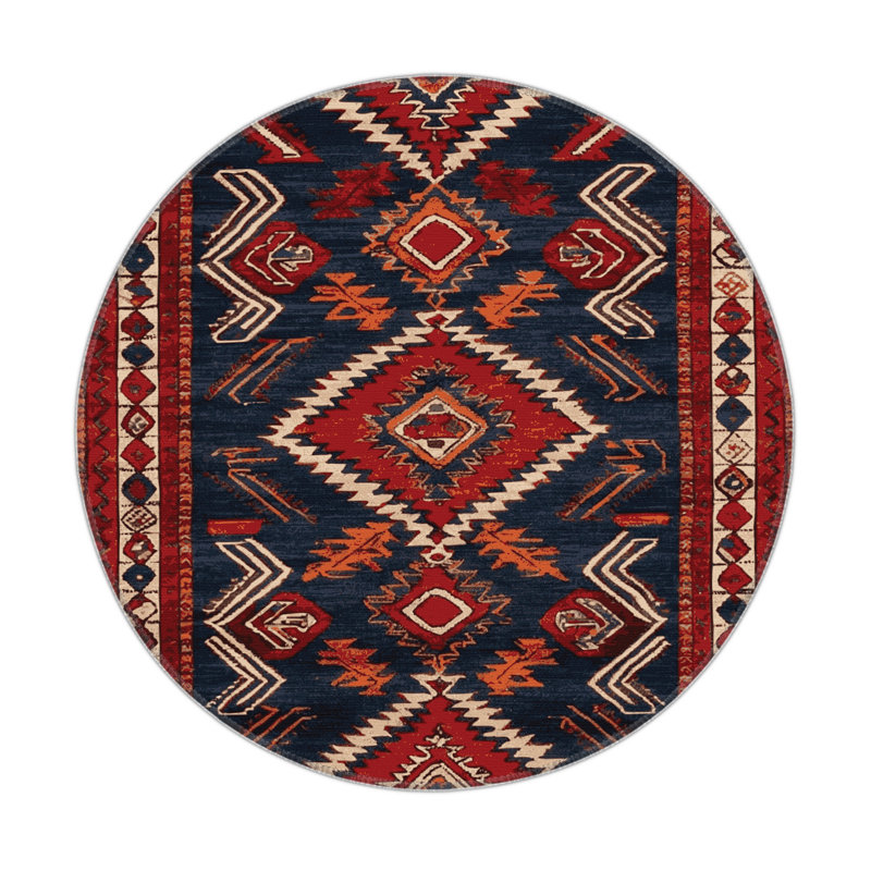 Tapis turc intérieur et extérieur noir, Rond 5 pi
