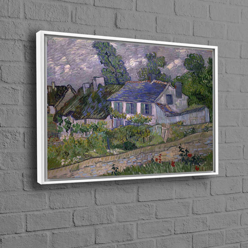 Reproduction of Vincent Van Gogh's Houses at Auvers Art Canvas Depicting a Captivating Village View Ideal for Wall Decor or Aesthetic Home Accents
