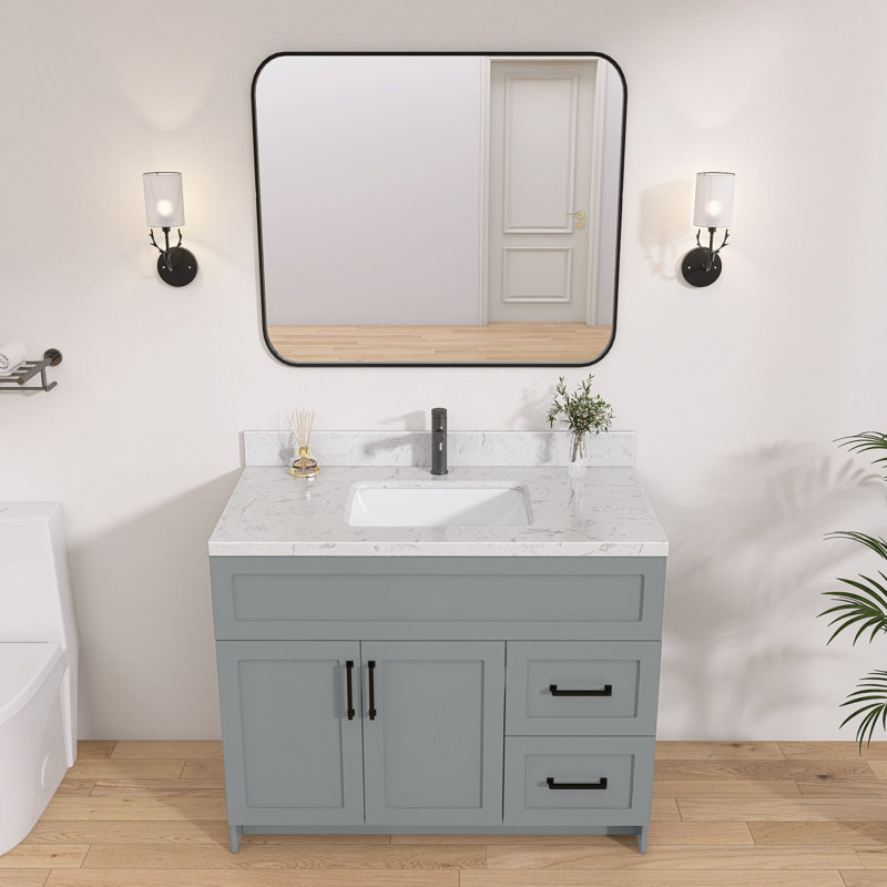 42 po X P 22 po Dessus de meuble-lavabo rectangulaire en pierre D