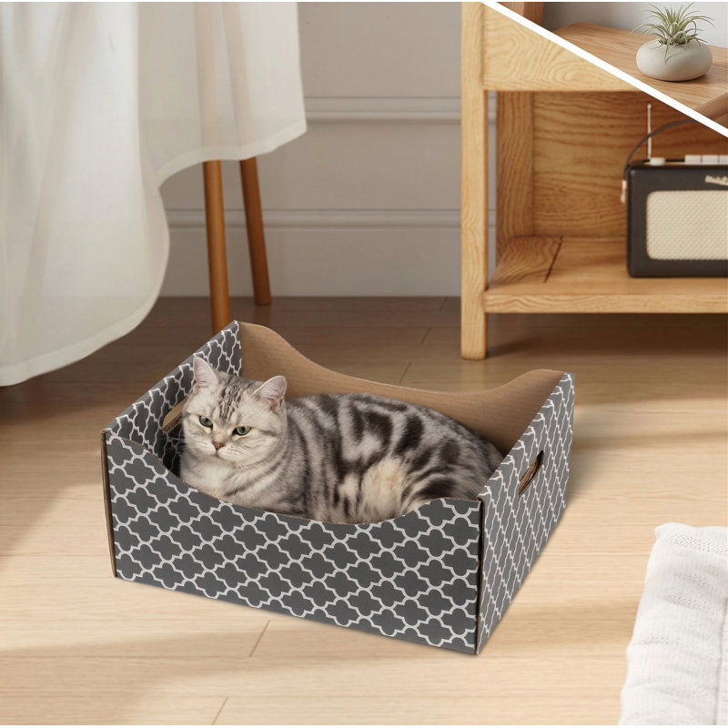 Boîte à griffes en carton ultra-robuste et ultra-résistante, bloc-notes double face, robuste et rechargeable, maison et lit pour chats d'intérieur