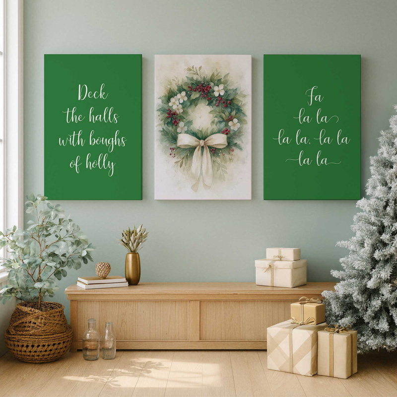 Ensemble de 3 impressions sur toile Fa La La Fancy, Impression encadrée sans passe-partout, Chrome poli, H 31 po x l 63 po