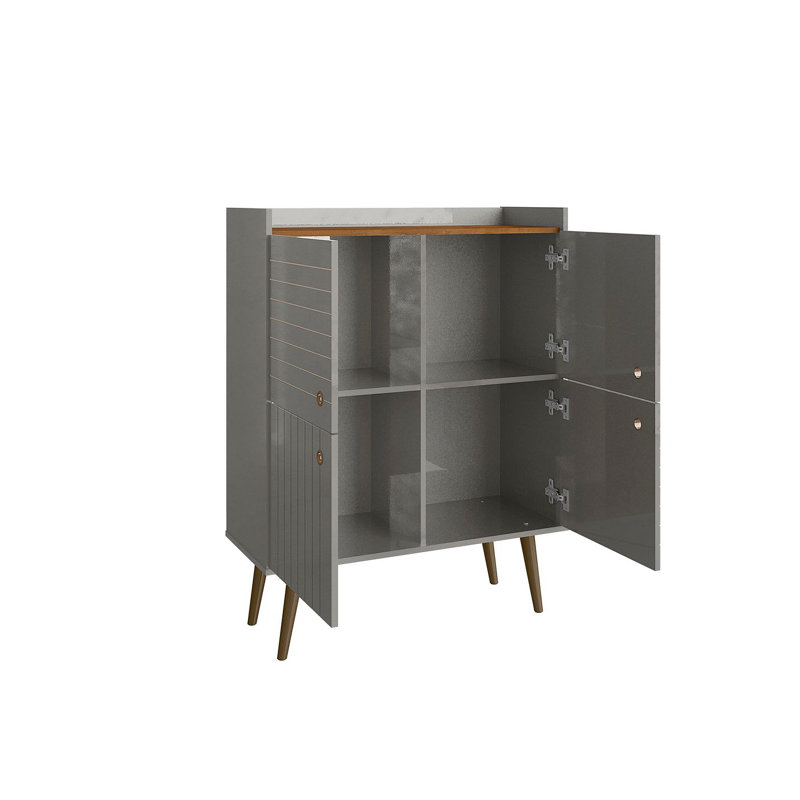 Armoire d'appoint Mid-Century 35 po avec 4 tablettes Bogart, Gris
