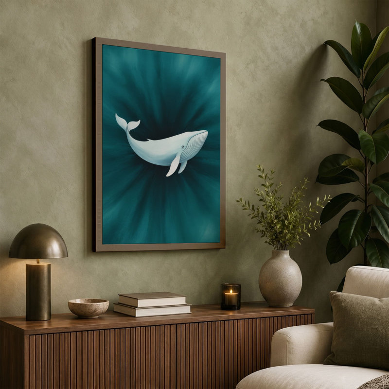 Whale in Convergence Modern - Wrapped Canvas, 18x12 - 45.7 x 30.5 cm, Terracotta Border