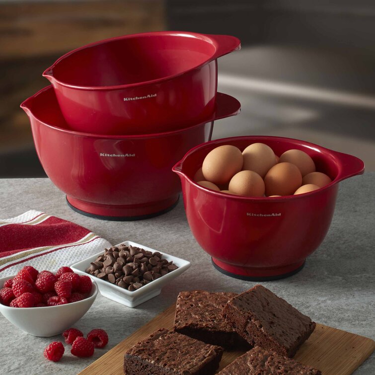 KitchenAid Classic 3 Pieces Mixing Bowls, Empire Red & Reviews