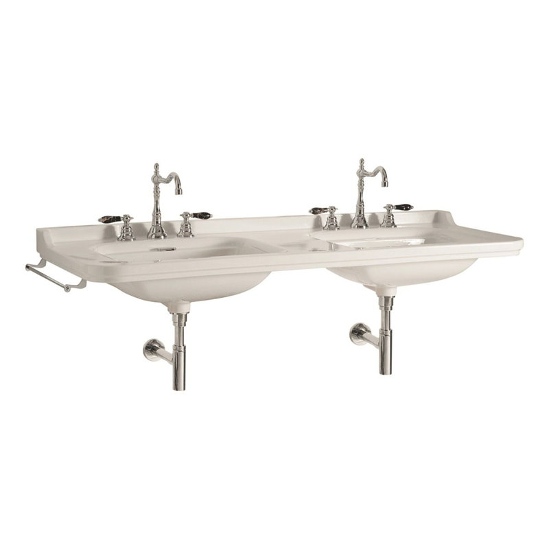 WS Bath Collections Waldorf 21.7'' Glossy White Ceramic Rectangular Bathroom Sink with Overflow, Three Faucet Holes