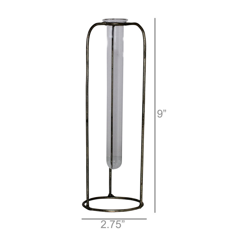 Vase de table en verre noir / transparent 9 po