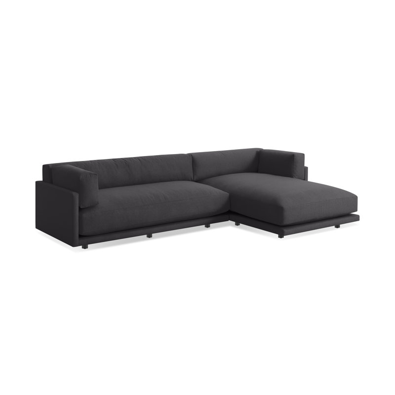 Sunday Chaise Sectional, Agnew Gray Textured Basketweave, Right Hand Facing