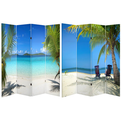 Kight Beach Vacation Canvas Room Divider by Latitude Run