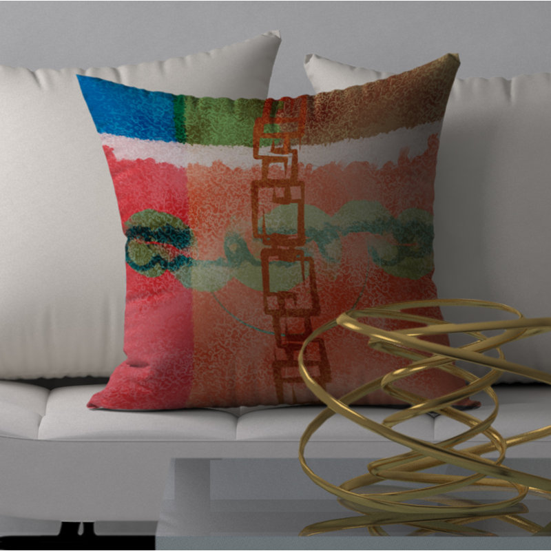 Abstract Reversible Throw Pillow, 18" H x 18" W