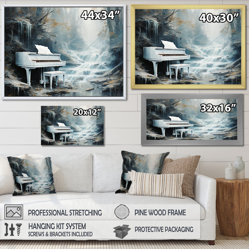 Piano Piano Cascade I sur toile, H 34 po x l 44 po x P 1,5 po, Toile tendue