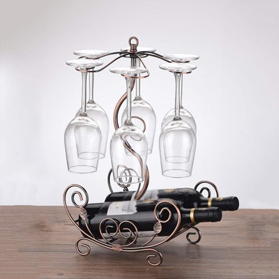 Boat-Shaped Wine Rack with Glass Holder