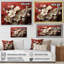 Orchidée blanche et rouge, branches de fleur V - art mural floral abstrait-850827531-850827545