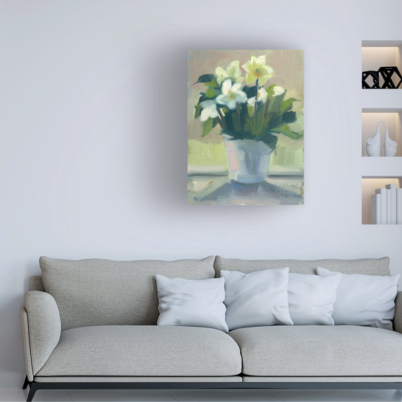 Art mural sur toile tendue - «Hellebores» Bley Hack pour décoration de salon, de chambre à coucher ou de bureau - 24 x 32