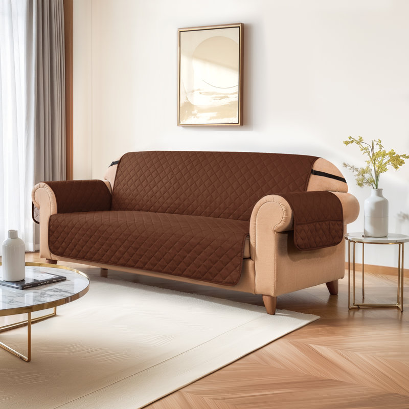 Housse pour canapé à coussins carrés réversibles Ayalisse, H 76 po x l 78 po x P 22 po, Mélange de polyester chocolat