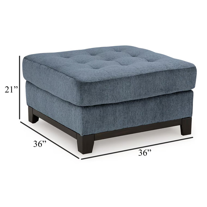 Maxo Accent Ottoman, 36 Inch Square, Soft Tufted Rich Polyester, Blue