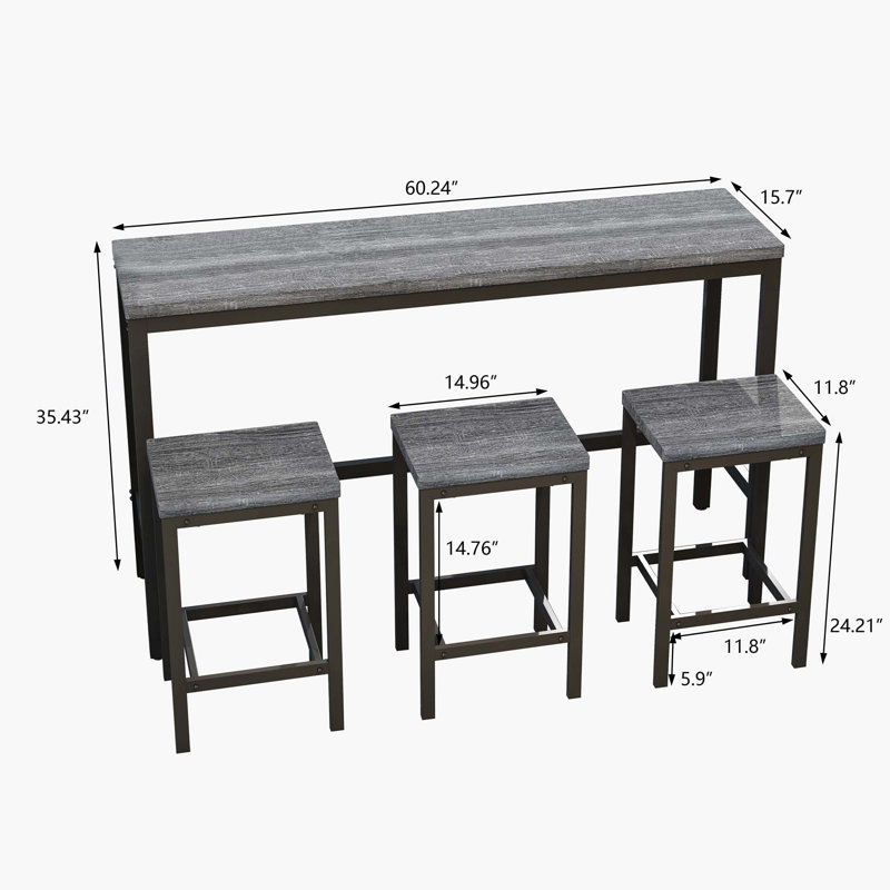 Avanna Modern Dining Table Set, Kitchen Table Set, Gray, Gray